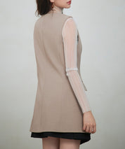 ノーカラーダブルブレストベストsdp0317 ベージュ