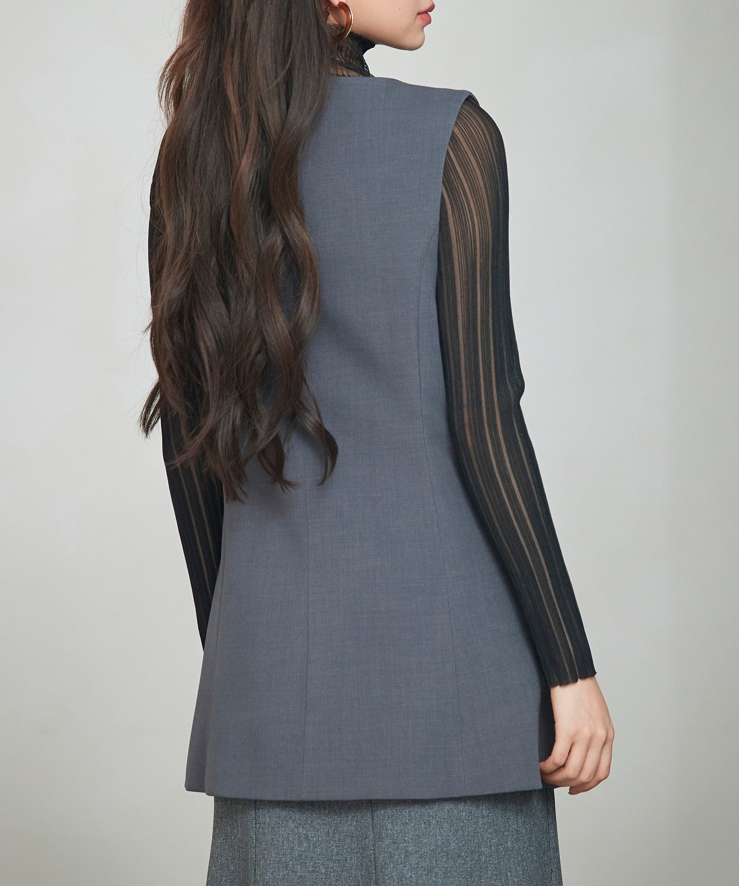 ノーカラーダブルブレストベストsdp0317 チャコール