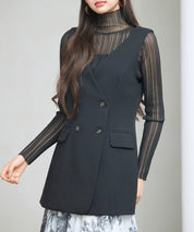 ノーカラーダブルブレストベストsdp0317-102-8