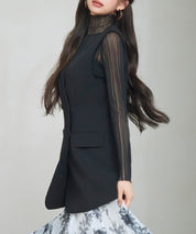 ノーカラーダブルブレストベストsdp0317 ブラック