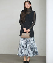 ノーカラーダブルブレストベストsdp0317 ブラック