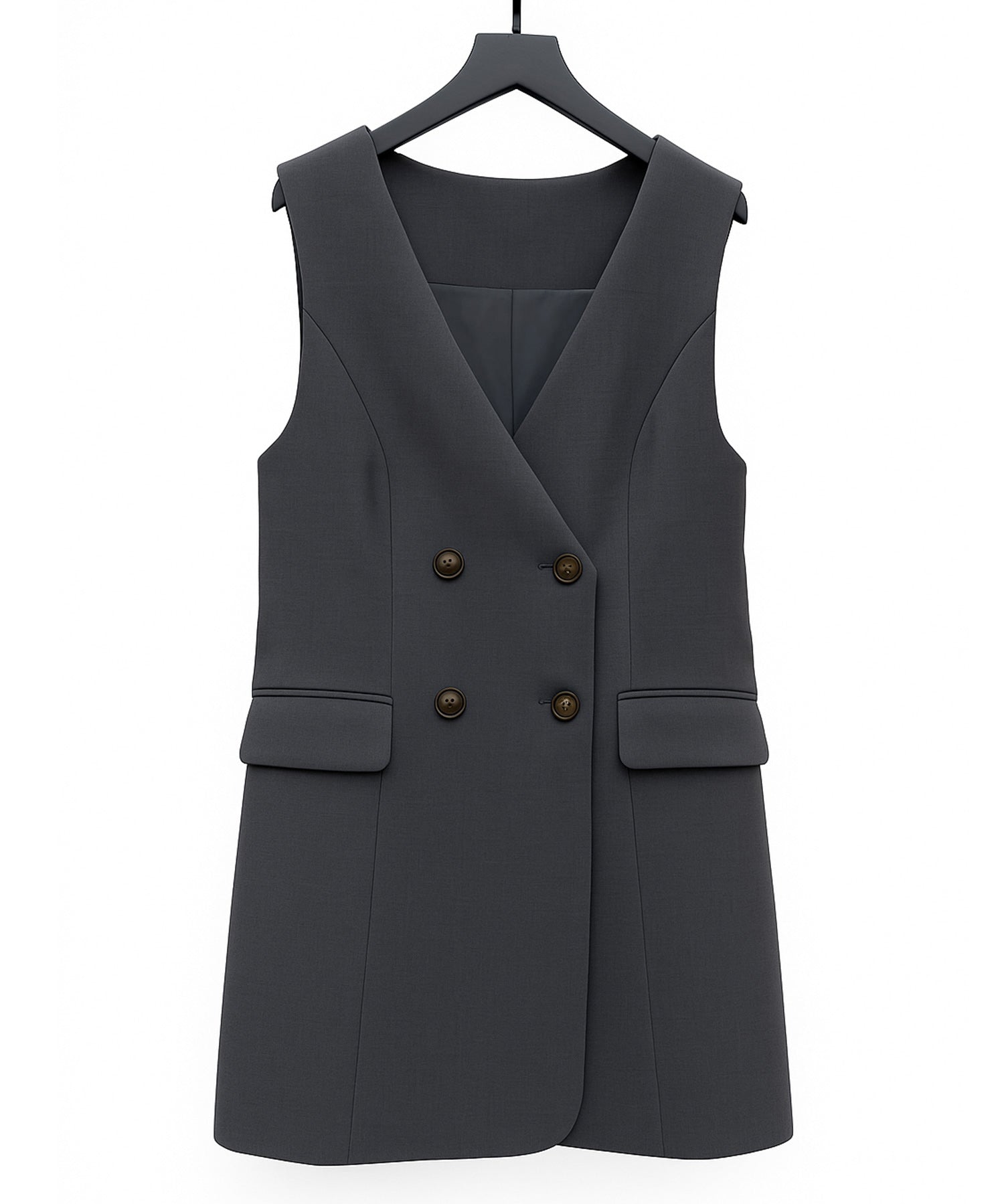 ノーカラーダブルブレストベストsdp0317 チャコール