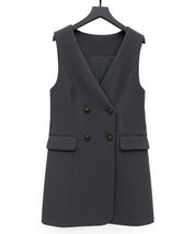 ノーカラーダブルブレストベストsdp0317 チャコール