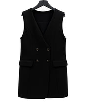 ノーカラーダブルブレストベストsdp0317 ブラック