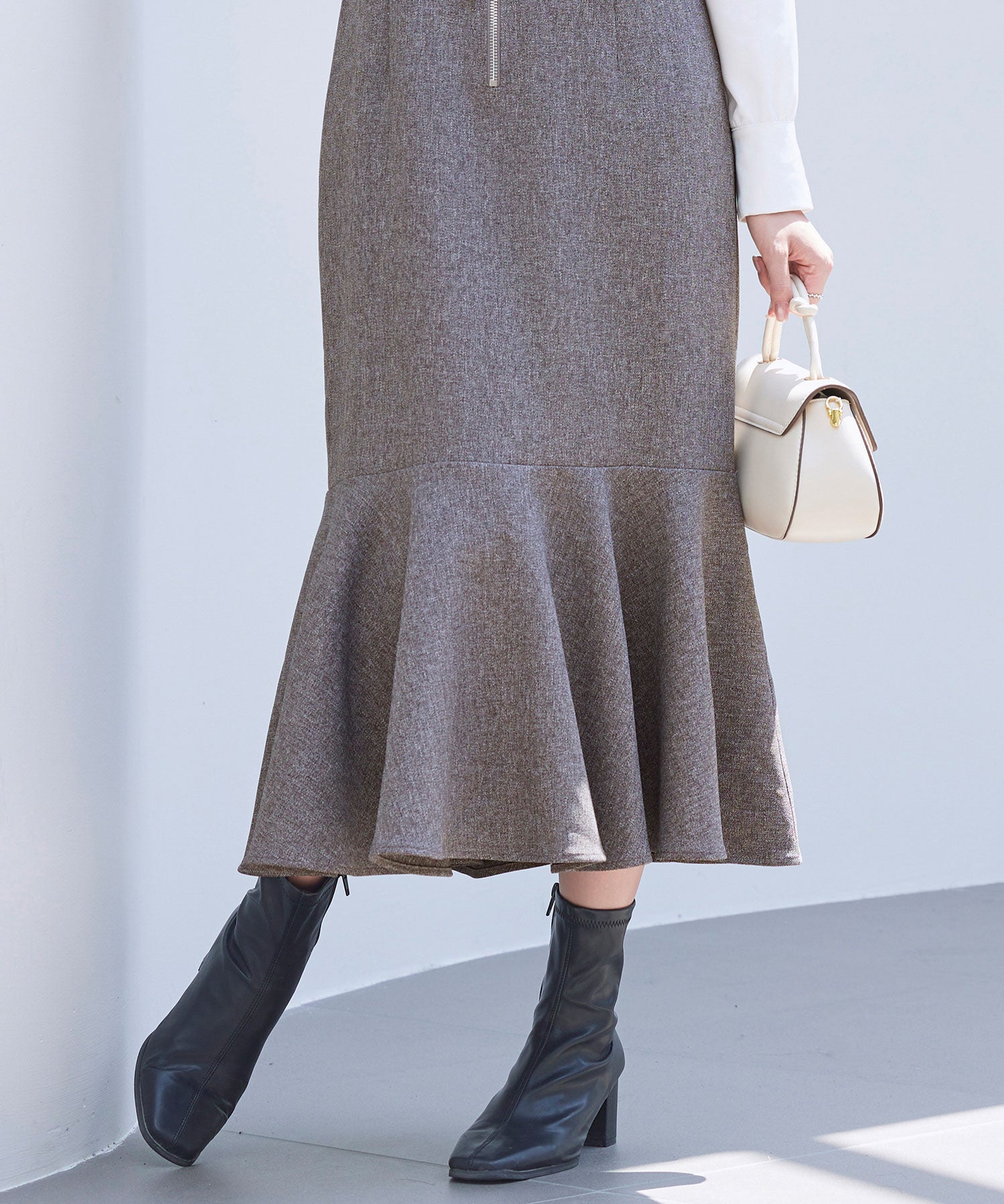 トランペットラインのマーメイドロングワンピースsdp0318 ブラウン