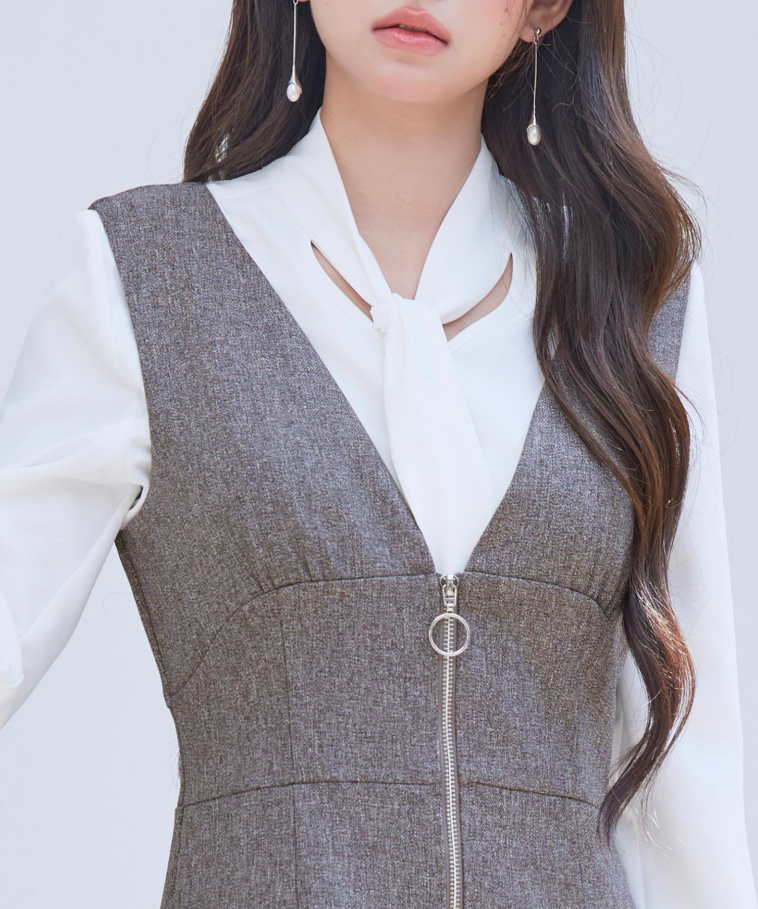 トランペットラインのマーメイドロングワンピースsdp0318 ブラウン