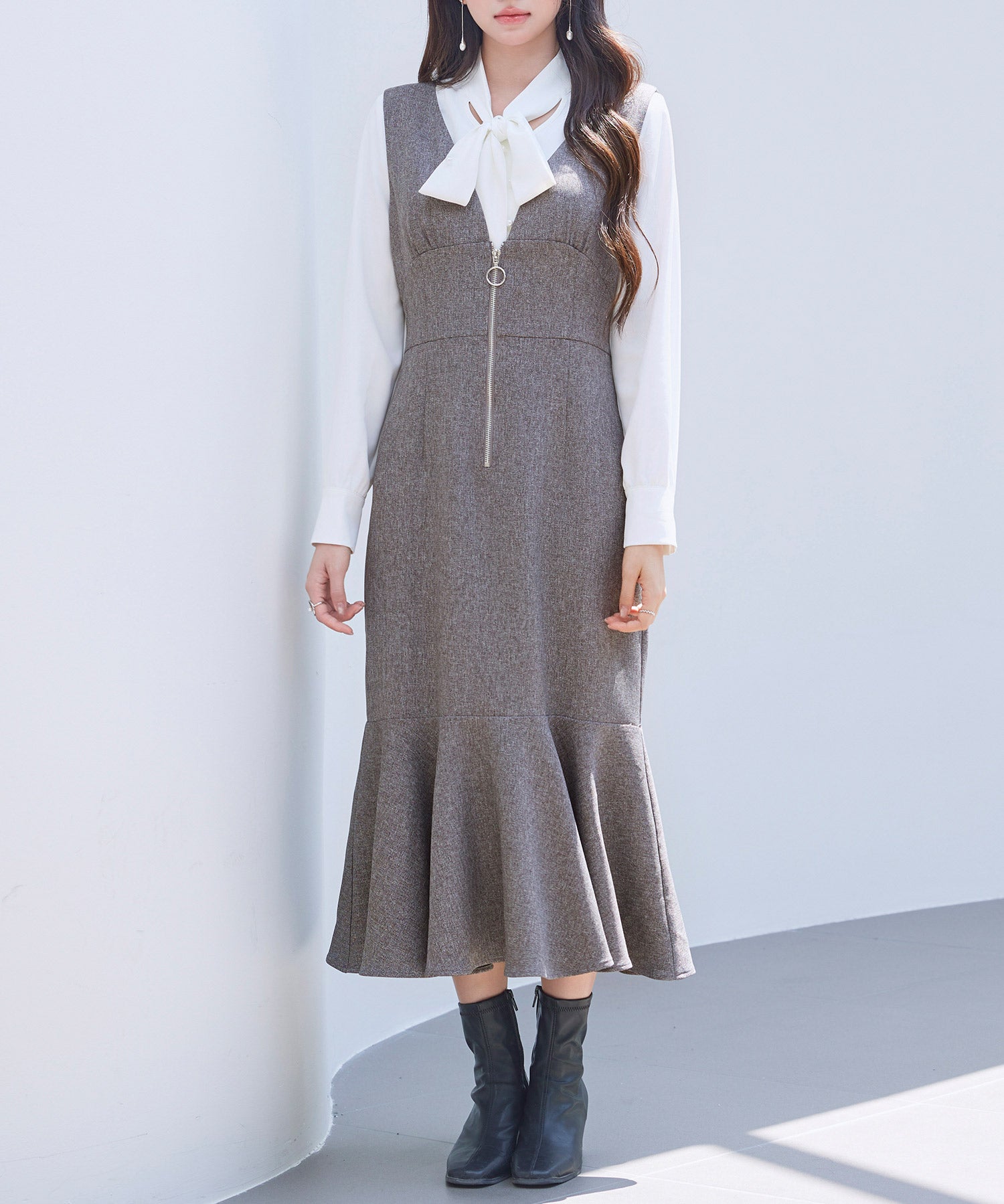 トランペットラインのマーメイドロングワンピースsdp0318-102-17