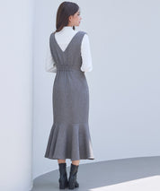 トランペットラインのマーメイドロングワンピースsdp0318 ブラウン