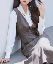 トランペットラインのマーメイドロングワンピースsdp0318 ブラウン