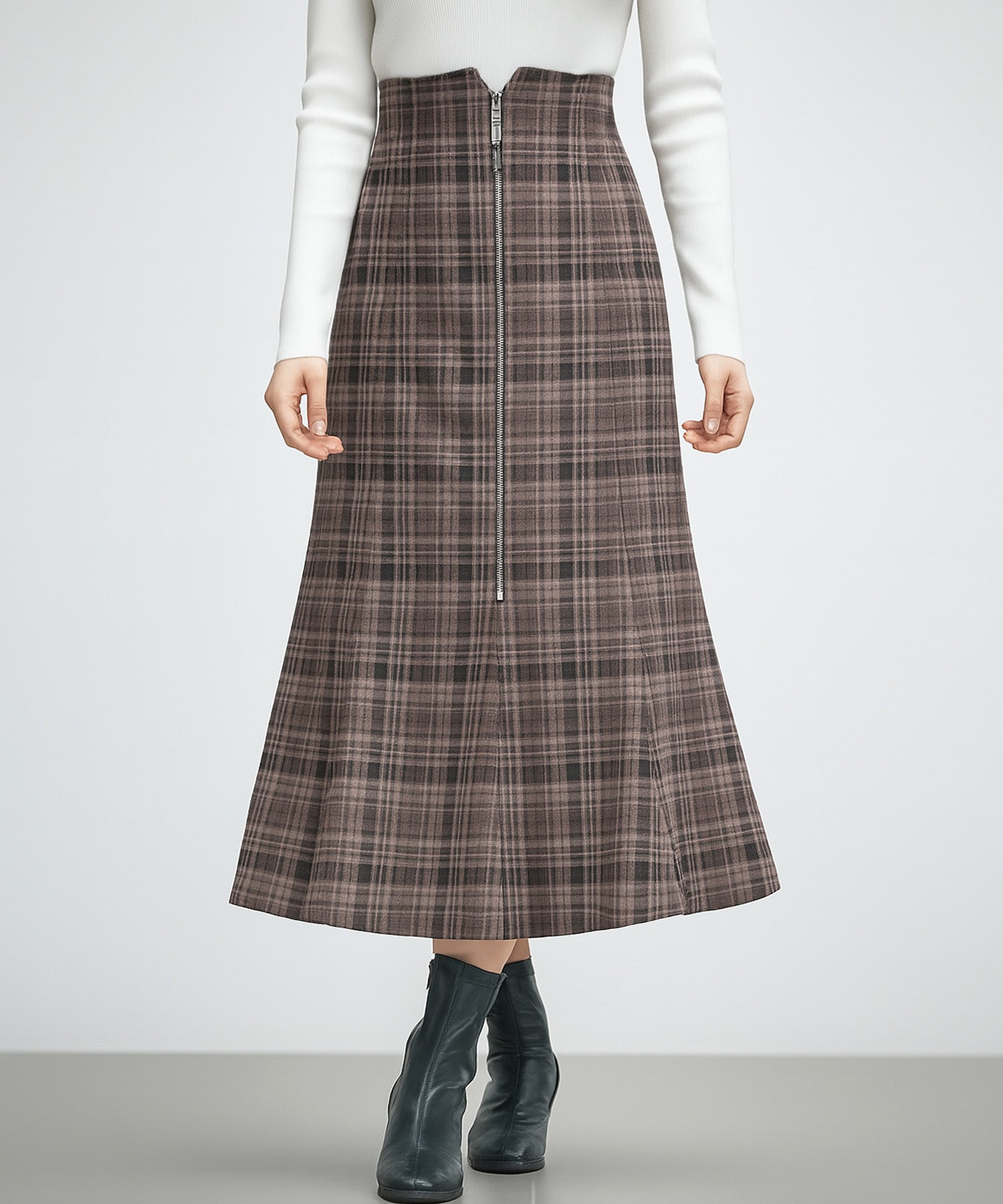チェックのハイウエストロングスカートsdp0319-102-17