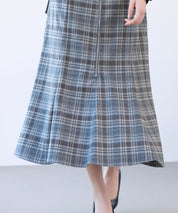 チェックのハイウエストロングスカートsdp0319 チャコール