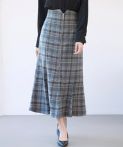 チェックのハイウエストロングスカートsdp0319 チャコール