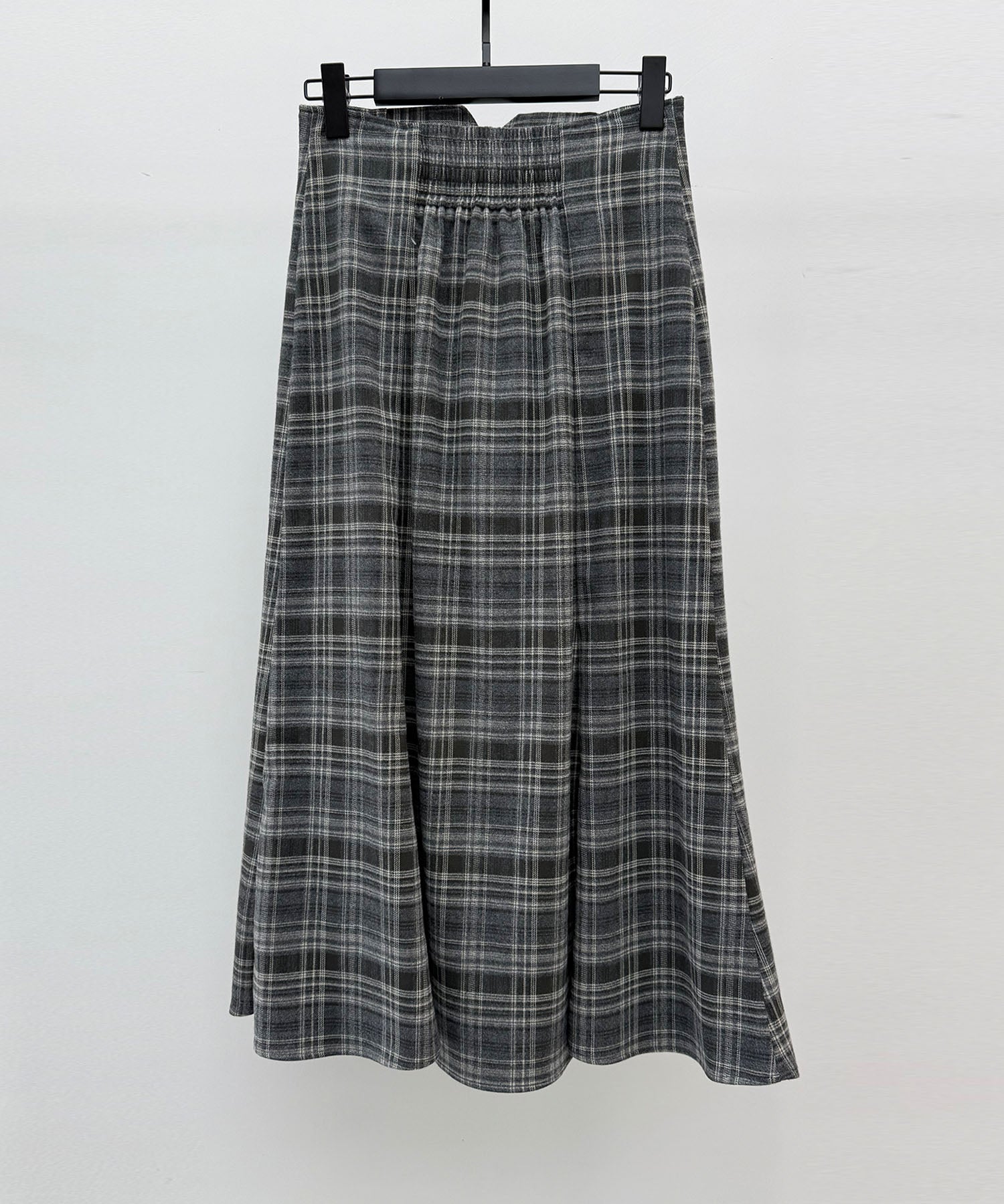 チェックのハイウエストロングスカートsdp0319 チャコール