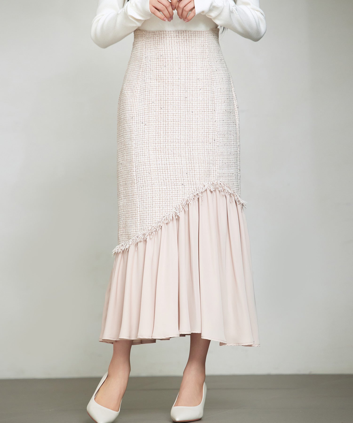 ドッキングアシンメトリースカートsdp0320 ライトブラウン