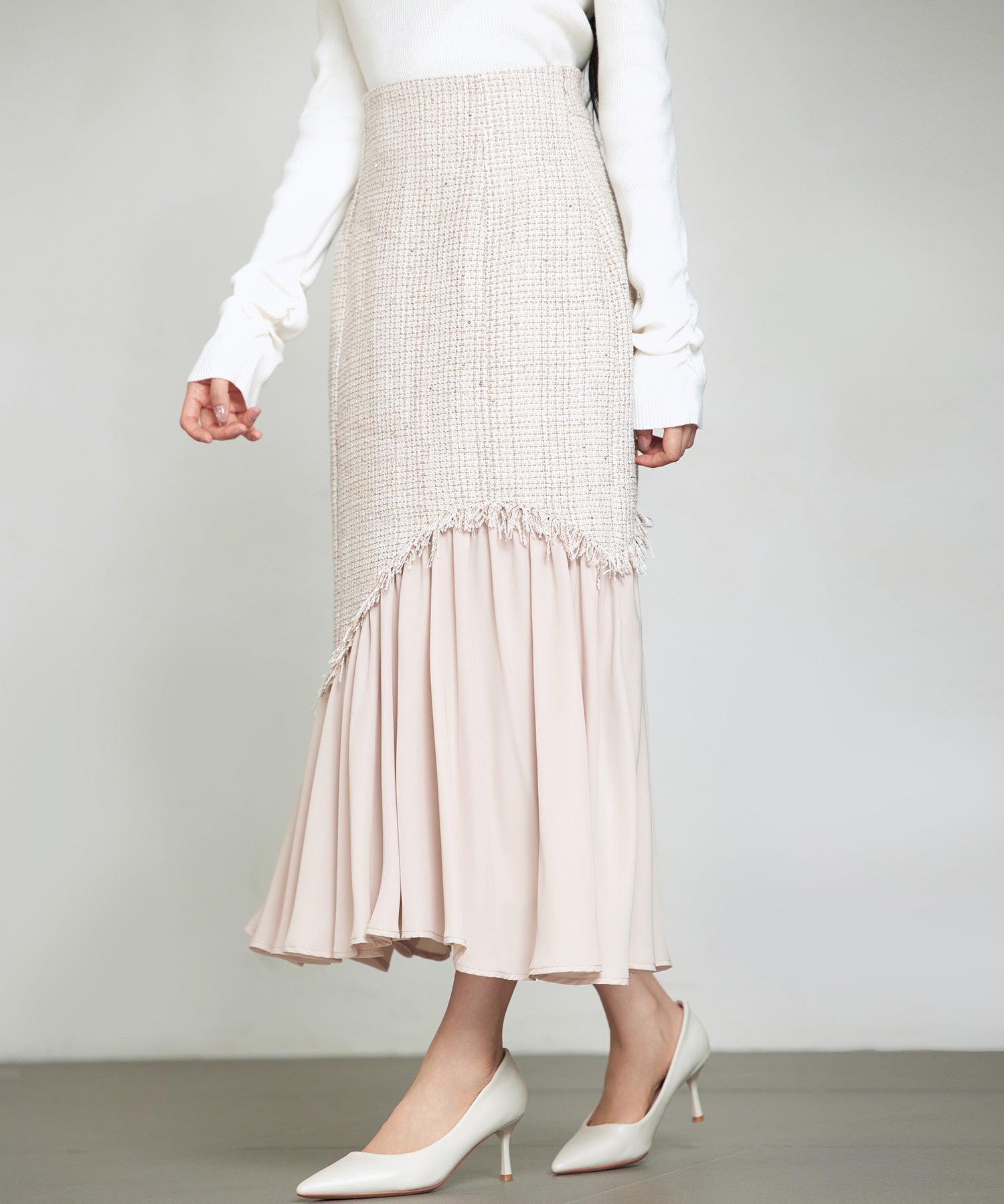 ドッキングアシンメトリースカートsdp0320 ライトブラウン