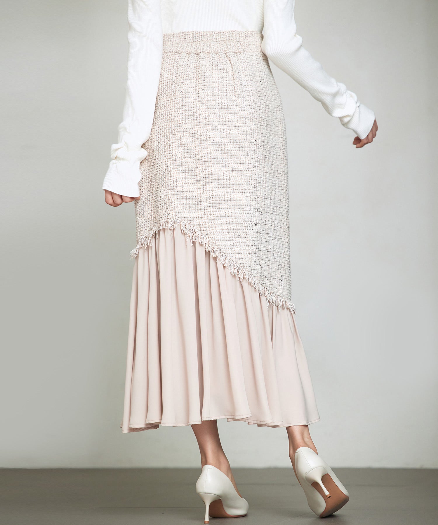 ドッキングアシンメトリースカートsdp0320 ライトブラウン