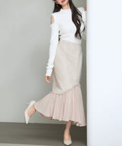 ドッキングアシンメトリースカートsdp0320 ライトブラウン