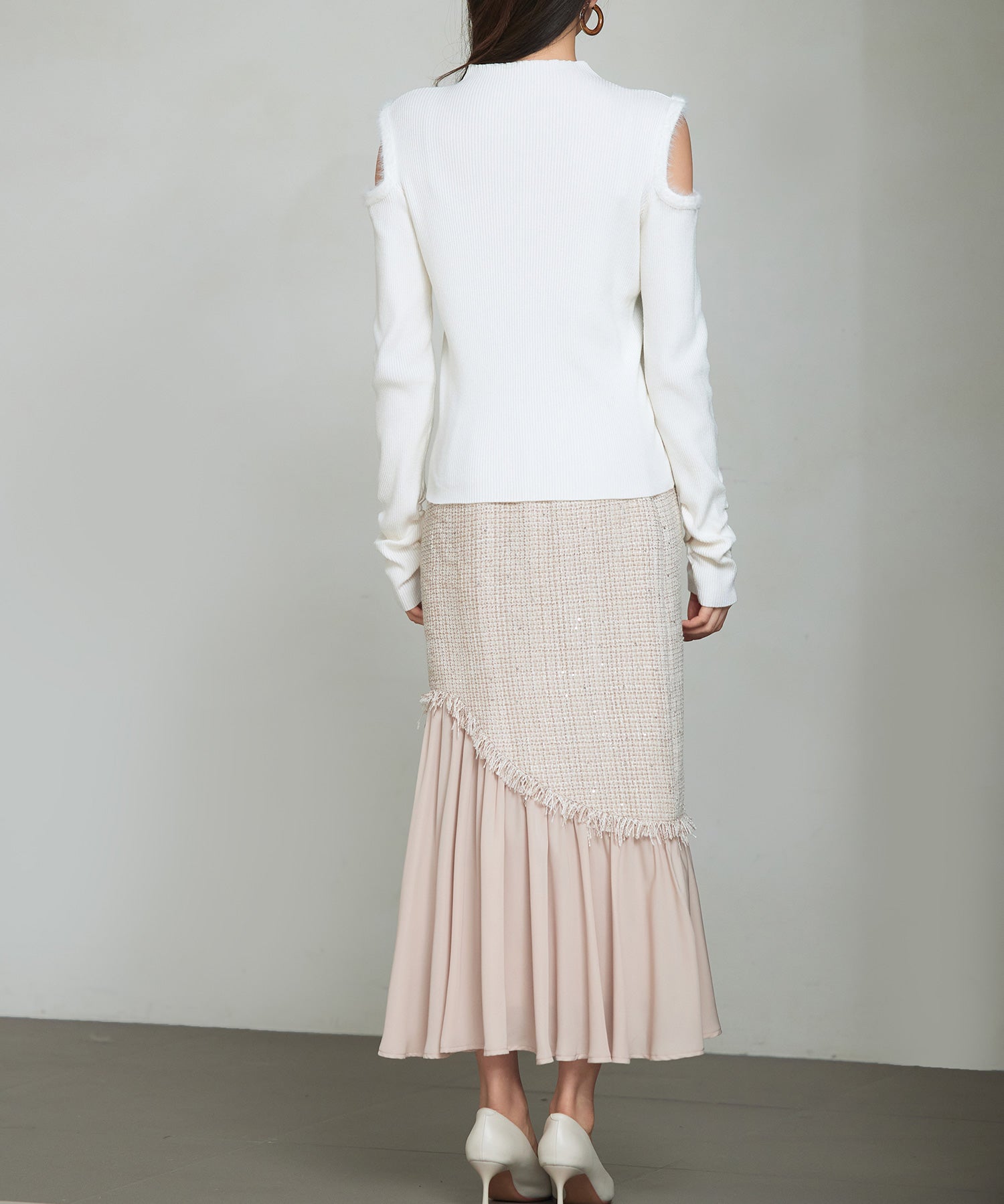 ドッキングアシンメトリースカートsdp0320 ライトブラウン