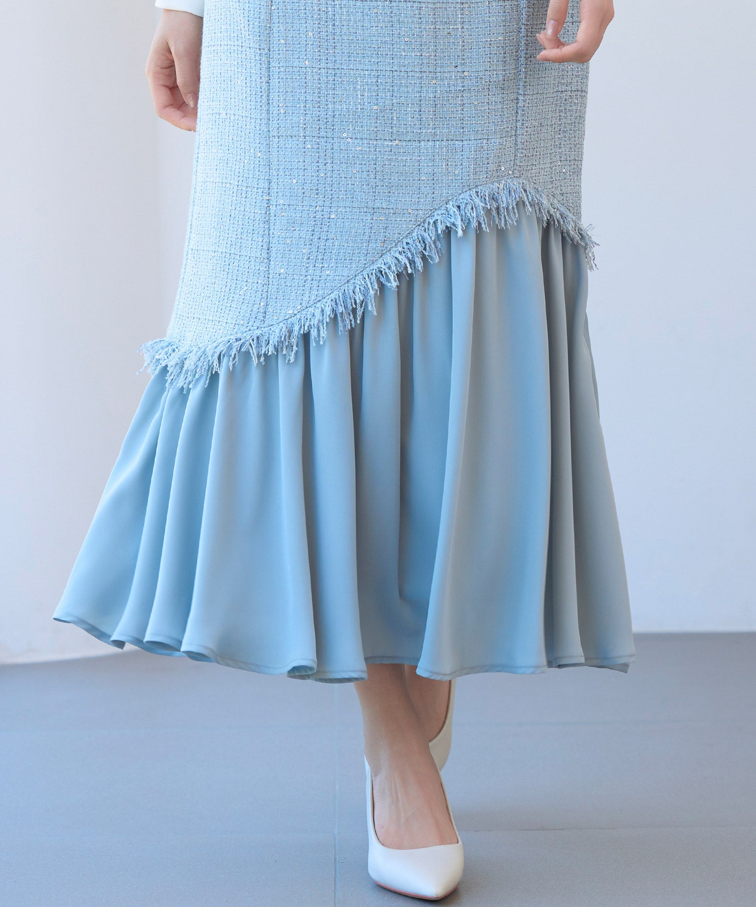 ドッキングアシンメトリースカートsdp0320 ブルーグレー