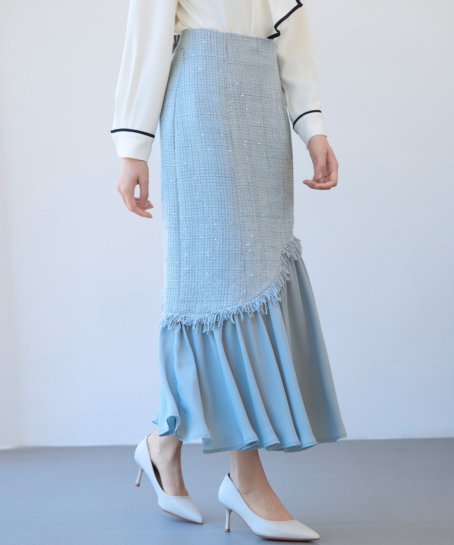 ドッキングアシンメトリースカートsdp0320 ブルーグレー