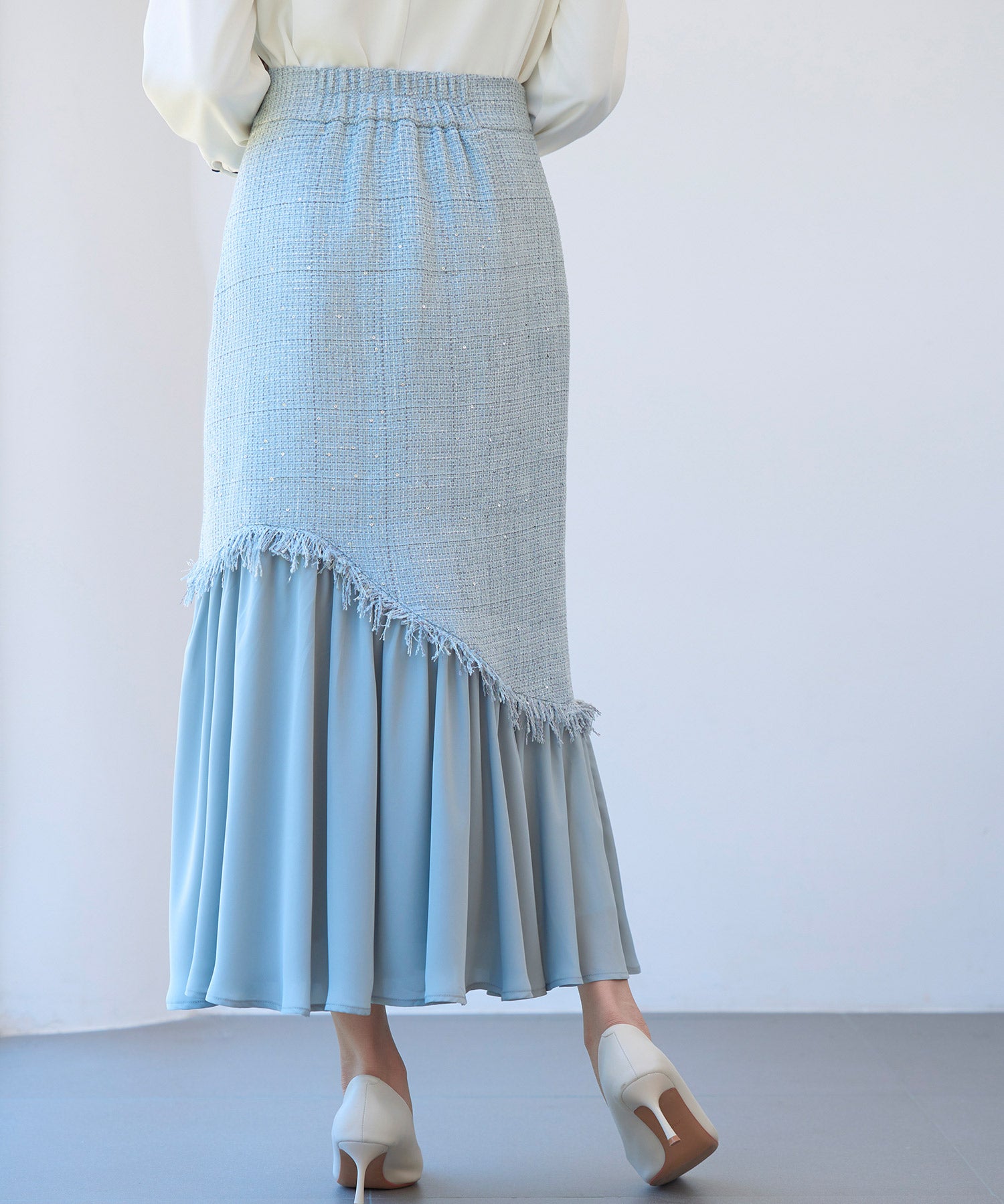 ドッキングアシンメトリースカートsdp0320 ブルーグレー