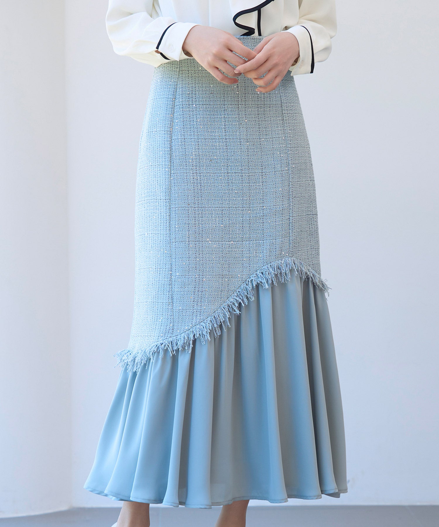 ドッキングアシンメトリースカートsdp0320 ブルーグレー