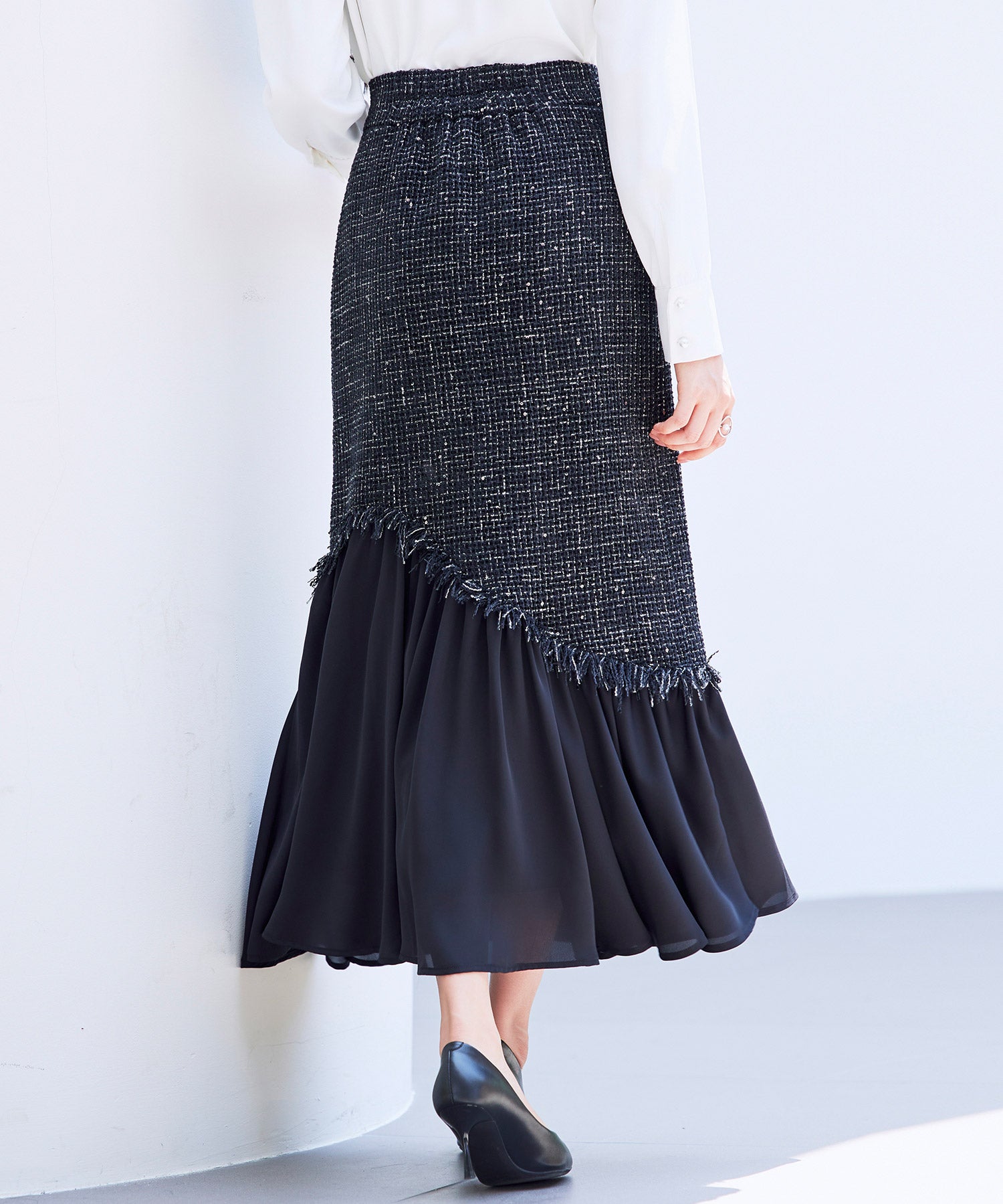 ドッキングアシンメトリースカートsdp0320 ブラック