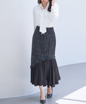 ドッキングアシンメトリースカートsdp0320 ブラック