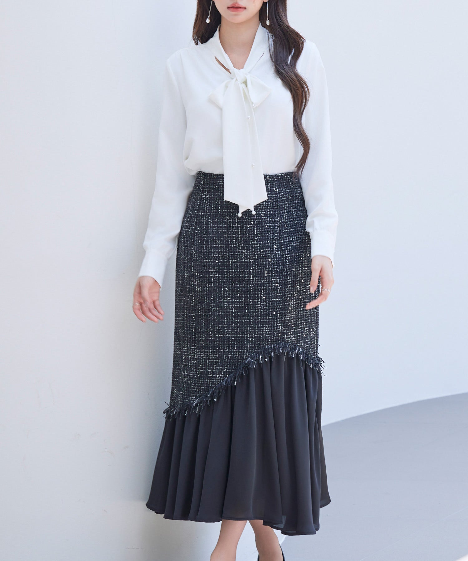 ドッキングアシンメトリースカートsdp0320 ブラック