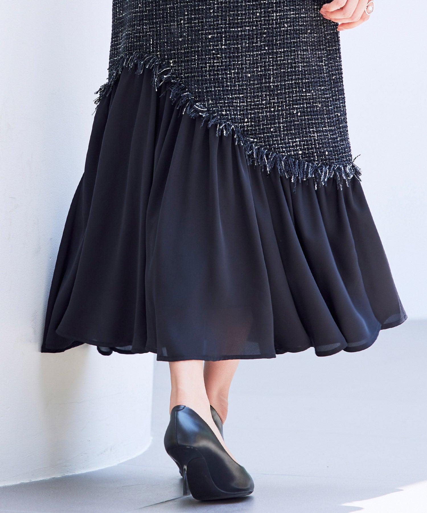 ドッキングアシンメトリースカートsdp0320 ブラック