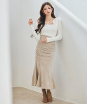 シャーリングハイウエストマーメイドスカート
sdp0321 ベージュ