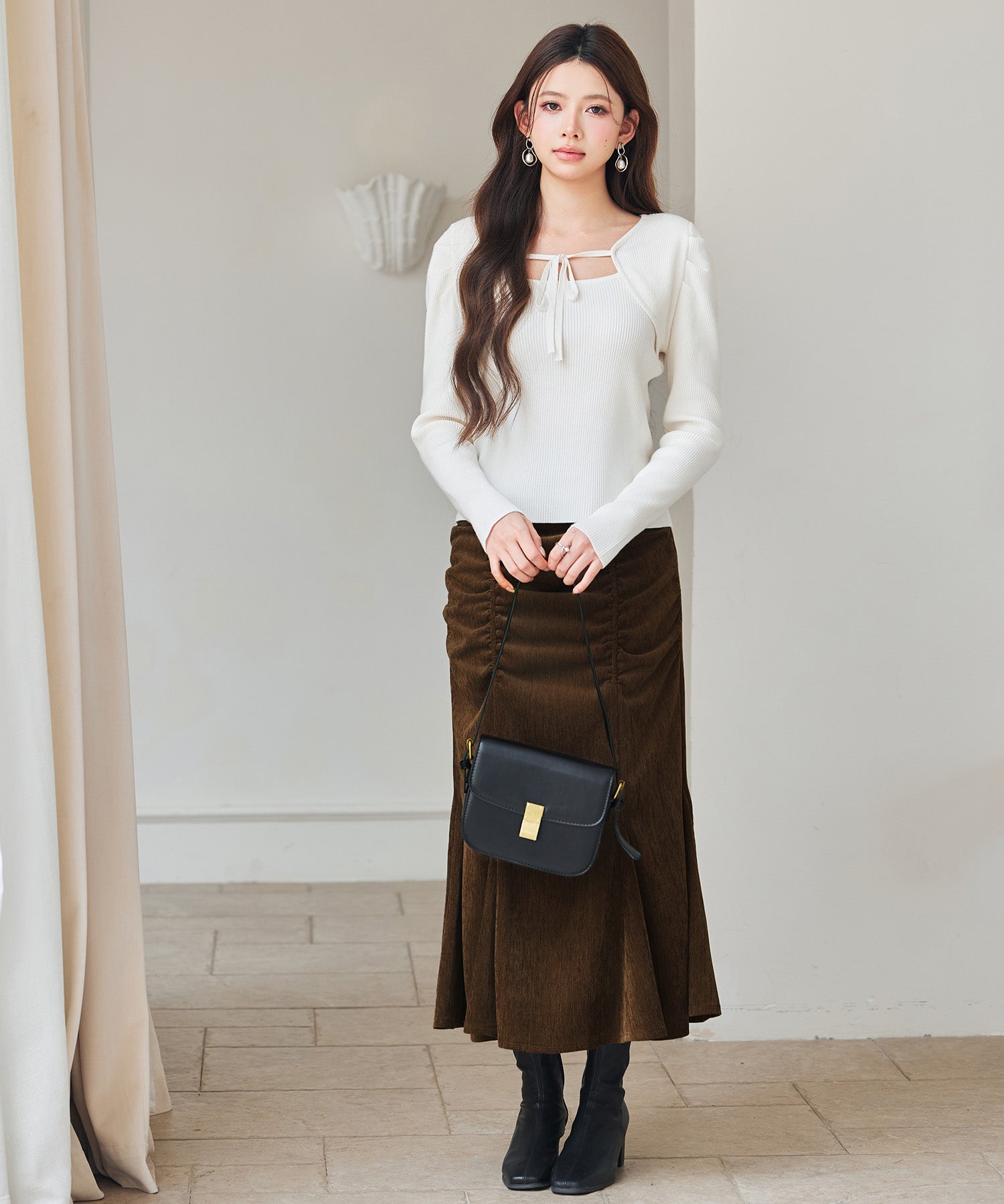 シャーリングハイウエストマーメイドスカート
sdp0321 ブラウン