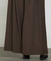 太めの飾りベルトワイドスラックスパンツsdp0322 チョコ