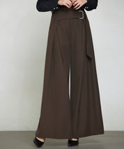 太めの飾りベルトワイドスラックスパンツsdp0322-102-157