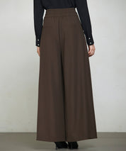 太めの飾りベルトワイドスラックスパンツsdp0322 チョコ