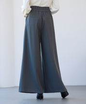 太めの飾りベルトワイドスラックスパンツsdp0322 チャコール