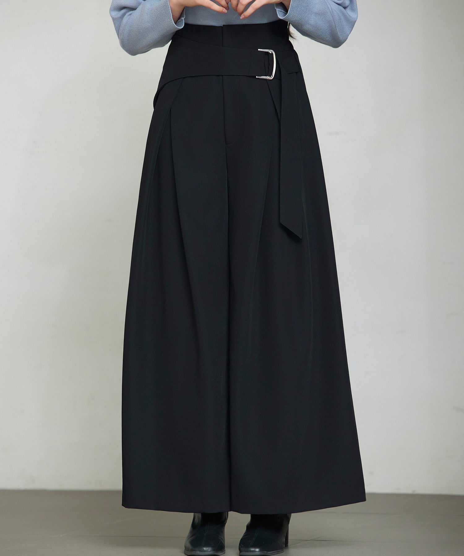 太めの飾りベルトワイドスラックスパンツsdp0322-102-8