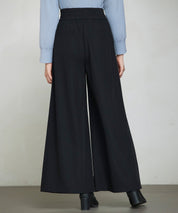 太めの飾りベルトワイドスラックスパンツsdp0322 ブラック
