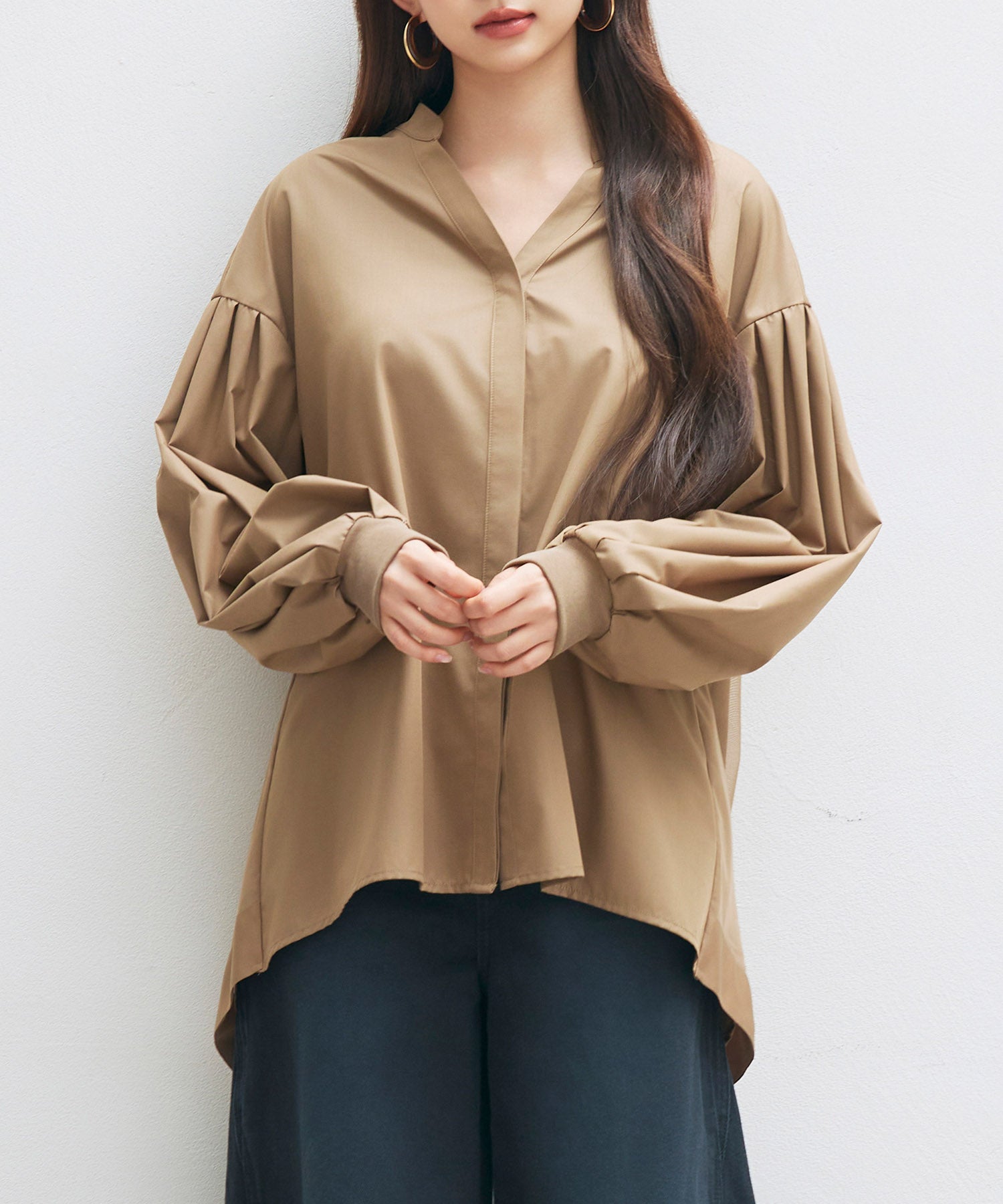 ギャザーチュールドッキングブラウスsdp0323 ブラウン – [公式]SAISON