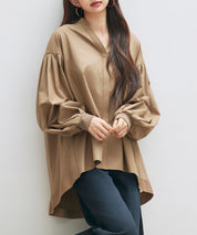 ギャザーチュールドッキングブラウスsdp0323 ブラウン