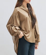 ギャザーチュールドッキングブラウスsdp0323 ブラウン