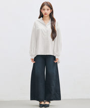 ギャザーチュールドッキングブラウスsdp0323 ホワイト