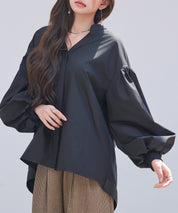 ギャザーチュールドッキングブラウスsdp0323 ブラック