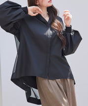 ギャザーチュールドッキングブラウスsdp0323 ブラック