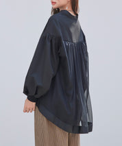 ギャザーチュールドッキングブラウスsdp0323 ブラック