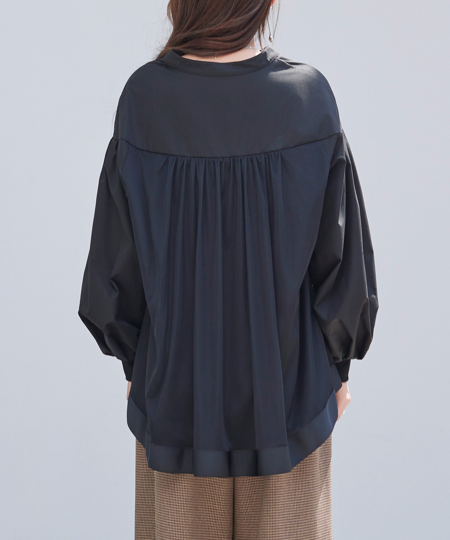 ギャザーチュールドッキングブラウスsdp0323 ブラック