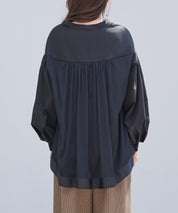 ギャザーチュールドッキングブラウスsdp0323 ブラック