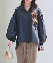 ギャザーチュールドッキングブラウスsdp0323 ブラック