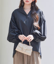 ギャザーチュールドッキングブラウスsdp0323 ブラック