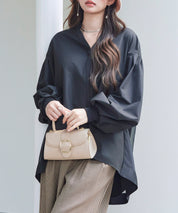 ギャザーチュールドッキングブラウスsdp0323 ブラック